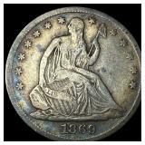 1869-S Silver Half Dollar NEARLY UNCIRCULATED