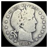 1893-S Silver Barber Half Dollar NICELY CIRCULATED