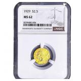 1923 $2.50 Gold Quarter Eagle NGC MS62