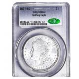 1891-CC Morgan Silver Dollar CAC MS63 Spitting Eag
