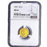 1927 $2.50 Gold Quarter Eagle NGC MS61