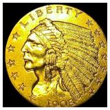 1908 Indian Head $2.5 Gold Quarter Eagle UNCIRCULA