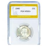 1940 Washington Silver Quarter PGA MS66+