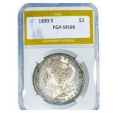 1890-S Morgan Silver Dollar PGA MS66