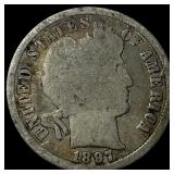 1897-S Silver Barber Dime NICELY CIRCULATED