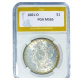 1881-O Morgan Silver Dollar PGA MS65