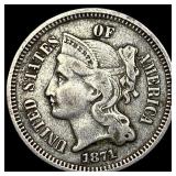1871 Nickel Three-Cent Piece NEARLY UNCIRCULATED