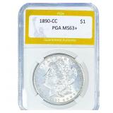 1890-CC Morgan Silver Dollar PGA MS63+