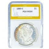 1880-S Morgan Silver Dollar PGA MS64