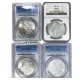 [4 Coins] 1885-1889 Morgan Silver Dollar MS63