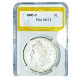 1885-O Morgan Silver Dollar PGA MS63