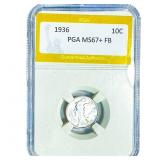 1936 Mercury Silver Dime PGA MS67+ FB