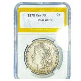 1878 Rev 79 Morgan Silver Dollar PGA AU50