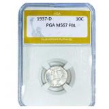 1937-D Mercury Silver Dime PGA MS67 FBL