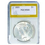 1923 Silver Peace Dollar PGA MS66
