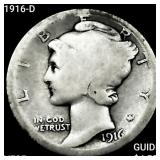 1916-D Mercury Dime LIGHTLY CIRCULATED
