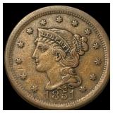 1851 Braided Hair Large Cent NEARLY UNCIRCULATED