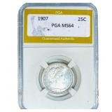 1907 Barber Quarter PGA MS64