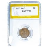 1922 No D Wheat Cent PGA VF20