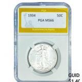 1934 Walking Liberty Half Dollar PGA MS66