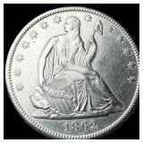1862-S Silver Half Dollar CLOSELY UNCIRCULATED