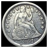 1851 Seated Liberty Dime NEARLY UNCIRCULATED