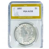 1892 Morgan Silver Dollar PGA AU58