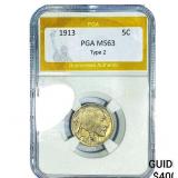 1913 Buffalo Nickel PGA MS63 Type 2