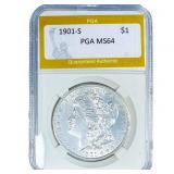 1901-S Morgan Silver Dollar PGA MS64