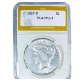 1927-D Silver Peace Dollar PGA MS63