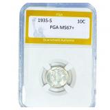 1935-S Mercury Silver Dime PGA MS67+
