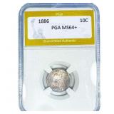 1886 Seated Liberty Dime PGA MS64+