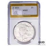 1921 Silver Peace Dollar PGA MS62