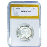 1936 Washington Silver Quarter PGA MS66