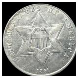1861 Silver Three-Cent Piece CLOSELY UNCIRCULATED