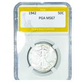 1942 Walking Liberty Half Dollar PGA MS67