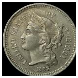 1867 Nickel Three-Cent Piece LIGHTLY  CIRCULATED