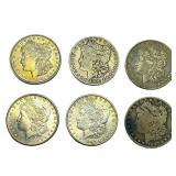 [6 Coins] 1897-1921 Morgan Silver Dollar
