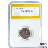 1916-D Wheat Cent PGA MS64 BN