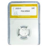1920-S Mercury Silver Dime PGA MS64
