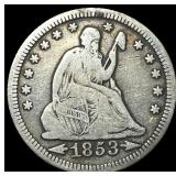 1853 Arrows Seated Liberty Quarter LIGHTLY CIRCULA