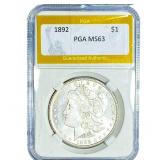 1892 Morgan Silver Dollar PGA MS63