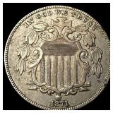 1871 Shield Nickel NEARLY UNCIRCULATED