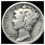 1921 Silver Mercury Dime NEARLY UNCIRCULATED