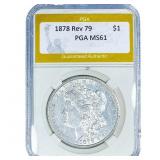 1878 Rev 79 Morgan Silver Dollar PGA MS61