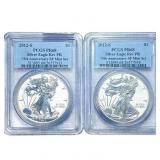 [2 Coins] 2012-S Silver Eagle PCGS PR68