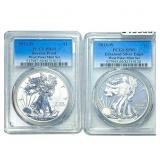 [2 Coins] 2013-W Silver Eagle PCGS SP/PR69