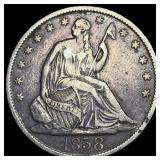 1858-O Silver Half Dollar NEARLY UNCIRCULATED