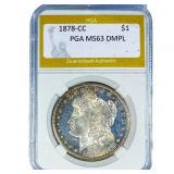 1878-CC Morgan Silver Dollar PGA MS63 DMPL