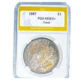 1887 Morgan Silver Dollar PGA MS63+ Toned